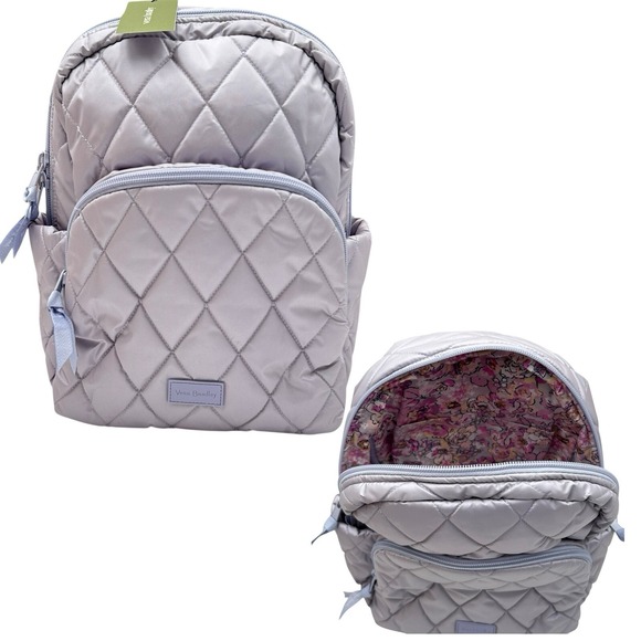 Vera Mont Handbags - Vera Bradley Women's Small Backpack Lavender Pearl Floral Lining Water-resistant